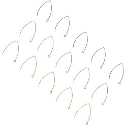 Mixed Color PVD Vacuum Plating 304 Stainless Steel Earring Hooks, Ear Wire, with Horizontal Loop, with Bead Container, Mixed Color, 7.4x7.2x1.7cm, 60pcs/box