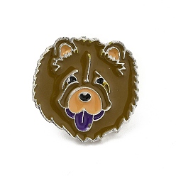 Собака Эмалированная булавка с латунными защелками-бабочками, значок сплава для одежды рюкзака, чау-чау, 24.5x25x10 мм, штифты : 1.1 мм