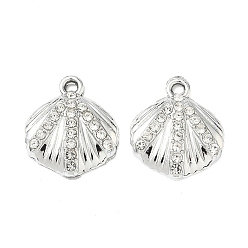 Shell Shape Подвески из сплава и страза, подвески на тему океана, формы раковины, 17.5x15x3.5 мм, отверстие : 1.6 мм