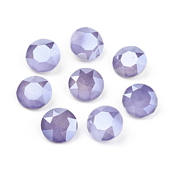 Танзания Заостренные задние и задние боковые кабошоны из стразного стекла, класс А, имитация нефрита, стиль мокко, граненые, плоско-круглые, танзанитом, 10x5 мм