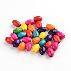 (52) Непрозрачная лаванда Природных шарики древесины, деревянные бусины для регби в форме яйца, разноцветные, без свинца, окрашенные, баррель, разноцветные, 8x5 мм, отверстие : 2 мм, Около 12000 шт / 1000 г