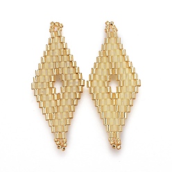 Светлый Золото-желтый Японский бисер miyuki & toho ручной работы ссылки, Ткацкий станок, ромб, светлый золотарник желтый, 40.7~42x16.4~17x1.7~1.9 мм, отверстие : 1.2~1.4 мм