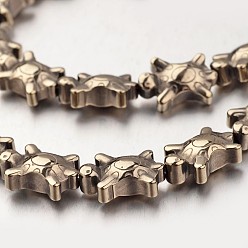 (252) Цвет внутри: морской / фиолетовый на подкладке Гальванизировать немагнитных синтетический гематит нитей бисера, черепаха, античная бронза покрытие, 14x9x5 мм, отверстие : 1 мм, около 30 шт / нитка, 15.7 дюйм