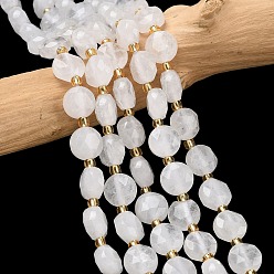 Хрусталь Природных кристаллов кварца бисер нитей, горного хрусталя, граненый шестиугольный разрез, плоско-круглые, с бисером, 8~8.5x5 мм, отверстие : 1.2 мм, около 36~37 шт / нитка, 15.35~15.75'' (39~40 см)