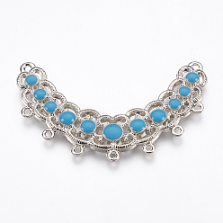 Deep-Sky-blau Kronleuchterkomponenten aus platinierter Legierung, Deep-Sky-blau, 67x39x3 mm, Bohrung: 2 mm