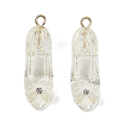 Прозрачный Подвески из прозрачной смолы со стразами, туфли на высоких каблуках, с золотой железной петлей, прозрачные, 27.5x8.5x11 мм, отверстие : 1.8 мм