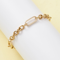 Золотой 304 браслеты из нержавеющей стали с цепочками Фигаро для женщин, золотые, 7-1/2 дюйм (19 см)