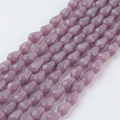 Розово-Коричневый Стеклянные бусины, имитация нефрита , граненые, слеза, розово-коричневый, 5x3 мм, отверстие : 1 мм, около 100 шт / нитка, 18.3 дюйм ~ 19 дюйм