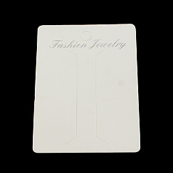 White Rectangle Cardboard Hair Clip Display Cards, White, 88x61x0.5mm, Hole: 7mm