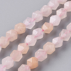 Розовый Авантюрин Натуральный розовый авантюрин бисер нитей, звезды вырезать круглые бусы, граненые, 6 мм, отверстие : 1 мм, около 62 шт / нитка, 14.96 дюйм (38 см)