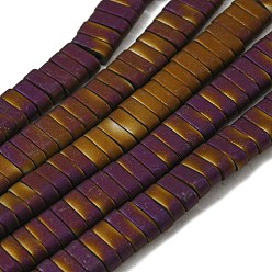 Фиолетовый Гальванические немагнитная синтетический гематит бисер пряди, прямоугольные, матовый стиль, 2-луночное, фиолетовые, 6x2x3 мм, отверстие : 1.2 мм, около 199 шт / нитка, 15.75 дюйм (40 см)