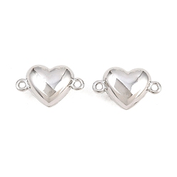 Heart 304 Stainless Steel Magnetic Clasps with Loops, Round Hole, Heart, 9x14x6mm, Hole: 1.2mm