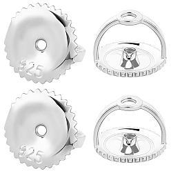 Серебро 4шт. 925 гайки для ушей из стерлингового серебра, серебряные, 6x4.5 мм, отверстие : 0.7~1 мм