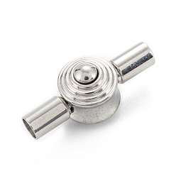 Stainless Steel Color Tarnish Resistant 304 Stainless Steel Bayonet Clasps, Flat Round, Stainless Steel Color, 21x8.5x9.5mm, Hole: 3mm