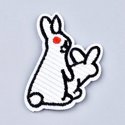 White Rabbit Shape Computerized Embroidery Cloth Iron on/Sew on Patches, Costume Accessories, Appliques, White, 54x37x1.5mm