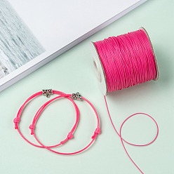 Deep Pink Waxed Polyester Cord, Bead Cord, Deep Pink, 0.5mm, about 169.51~174.98 Yards(155~160m)/Roll