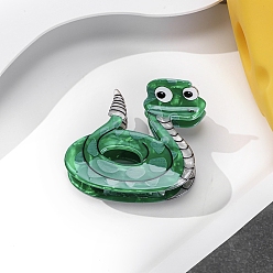 Зеленый Заколки для волос в форме когтей из ацетата целлюлозы, аксессуары для волос для женщин и девочек, змея, зелёные, 70x63 мм