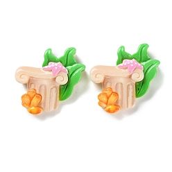 Зеленый Кабошоны из смолы морской серии, коралловая трава, зелёные, 28x29x8 мм