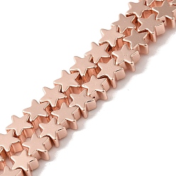 Гальванический Розовый Золотой Гальванические нити из синтетических немагнитных гематитовых бусин, звезда, покрытием из розового золота, 4x4.5x2~2.5 мм, отверстие : 0.7 мм, около 107 шт / нитка, 15.75'' (40 см)