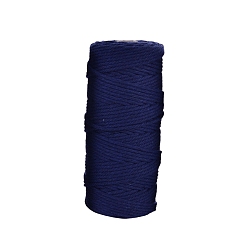 Темно-Синий Хлопковый шнур макраме, круглая веревка макраме для настенных вешалок, украшения в стиле бохо, макраме своими руками, темно-синий, 3 мм, около 109.36 ярдов (100 м) / рулон