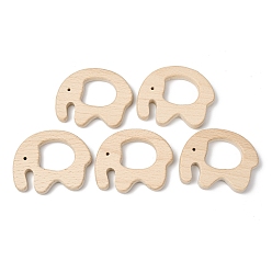 Цвет Древесины Соединительные кольца из натурального бука, деревянные кольца макраме, слон, деревесиные, 56x70x10 мм
