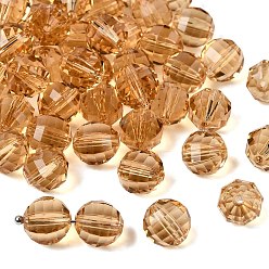 Золотистый К 9 стекло, имитация Австрийские кристаллические шарики, класс AAA, граненые, круглые, золотые, 10 мм, отверстие : 0.9~1 мм
