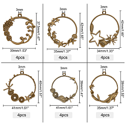 Antique Bronze OLYCRAFT Alloy Open Back Bezel Pendants, For DIY UV Resin, Epoxy Resin, Pressed Flower Jewelry, Ocean Style, Ring, Antique Bronze, 36~44x34~41mm, Hole: 3mm, 24pcs/box