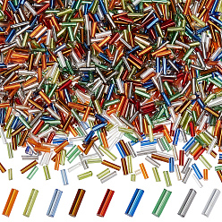 (52) Непрозрачная лаванда 50g стеклярусные бусины, серебряная линия, разноцветные, 6~8x1.8 мм, отверстие : 0.6 мм