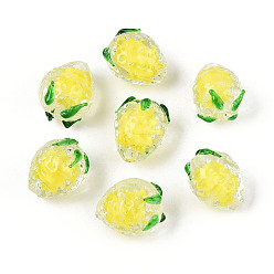 Шампанско-Желтый Бусы лэмпворк ручной работы, клубника, шампанское желтый, 14~15x11.5~14x11.5~14 мм, отверстие : 1.2~1.6 мм, около 20 шт / нитка, 10.43 дюйм (26.5 см)