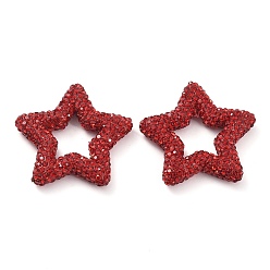 Светло-сиамский Звездообразные полимерные глиняные бусины со стразами, Фокальные бусины для изготовления бижутерии и брелоков, Light Siam, 32.5x33.5x6.5 мм, отверстие : 1.8 мм