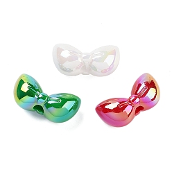 (52) Непрозрачная лаванда УФ-покрытие акриловым Европейский бисером, Новогодняя тема, эффект переливающейся ракушки, бантом, разноцветные, 15x30x13 мм, отверстие : 5 мм