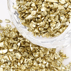 Золотистый Стеклянный бисер с покрытием fgb, для украшения искусства ногтя аксессуаров, нет отверстий / незавершенного, чипсы, золотые, 1.5~2.0 мм, о 450 г / мешок