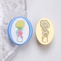 Vase Золотая восковая печать, латунная головка штампа, для сургучной печати, ваза, 30x20x14.5 мм, отверстие : 7 мм