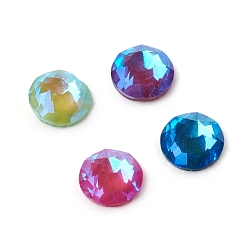 (52) Непрозрачная лаванда Стеклянные стразы кабошоны, флуоресцентный стиль мокко, плоский зад, граненые, флуоресцентный, полукруглый, разноцветные, 2.7x1 мм