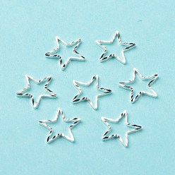 Посеребрённый Латунные соединительные колечки, долговечный, без кадмия и без свинца, звезда, 925 серебро покрытием, 9.5x10x1 мм, внутренний диаметр: 7x7 мм