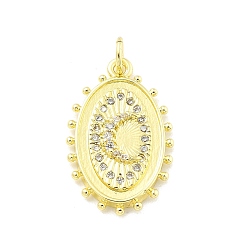 Oval Стойка металлическая латунная микропрофилированная кубическая циркония подвески, с целью перехода в кольце, без свинца и без кадмия, долговечный, реальный 18 k позолоченный, овальные, 23x14.5x3.5 мм, отверстие : 3 мм