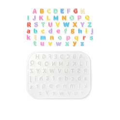 White DIY Silicone Pendant Mold, Letter A~Z, Resin Casting Molds, for UV Resin, Epoxy Resin Craft Making, White, 102x75x2mm, inner size: 5.5~7x2~6.5mm
