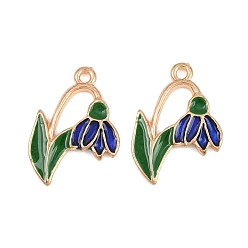 Синий Подвески из эмали и сплава, , золотой свет, синие, 22x16x2 мм, отверстие : 1.6 мм