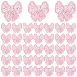 Pink 40 шт. полиэстеровые заплатки для одежды, бантом, розовые, 32x33x1.5 мм