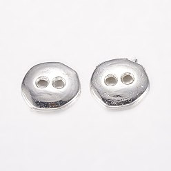 Platinum 2-Hole Alloy Buttons, Long-Lasting Plated, Platinum, 10x10x2mm, Hole: 1.5mm