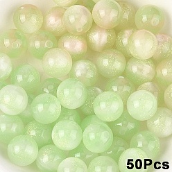Honeydew 50Pcs Opaque UV Reactive Beads, Color Changing Beads, Round, with Glitter Powder, Honeydew, 10mm, Hole: 1.6mm