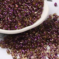 Фиолетовый Спрей роспись стекла бисер, арахис, фиолетовые, 4~5x2~2.5x2~2.5 мм, отверстие : 0.8~0.9 мм, Около 8500 шт / фунт