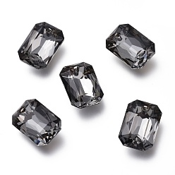 Silver Night Shade Стеклянные стразы подвески, с покрытием на задной стороне, граненые, восьмиугольник прямоугольник, серебряный ночной оттенок, 16x11x5.5 мм, отверстие : 1.6 мм