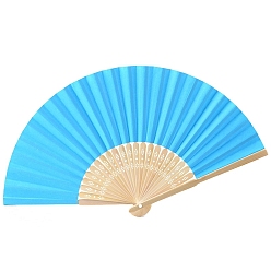 Темно-Голубой Бамбуковый складной веер с заготовкой из бумаги, бамбуковый веер своими руками, для вечеринки свадебное танцевальное украшение, глубокое синее небо, 210 мм