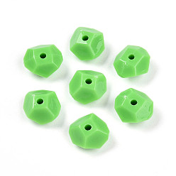 Зеленый газон Непрозрачные акриловые бусины, самородки, граненые, зеленый газон, 6.5x11.8x11 мм, отверстие : 1.8 мм, Около 1219 шт / 500 г