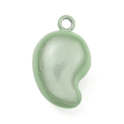 Dark Sea Green Brass Bell Pendants, Magatama, Dark Sea Green, 28x16x17mm, Hole: 3mm