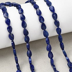 Ляпис-Лазурь Нитки бусины из натурального ляписа-лазури, слеза, граненые, 6x4x2.5 мм, отверстие : 0.6 мм, около 62~68 шт / нитка, 15.16~15.55'' (38.5~39.5 см)