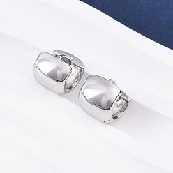 Платина Латунные серьги обруча, стойки покрытие, долговечный, без свинца и без кадмия, платина, 9x8 мм