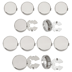 Платина 12 шт. 2 стили латунные запонки, плоско-круглые, платина, 15.5~17.5x4.5 мм, 6 шт / стиль