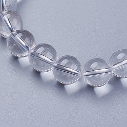 Quartz Crystal Natural Quartz Crystal Beaded Stretch Bracelets, Round, 2-1/8 inch(53mm)